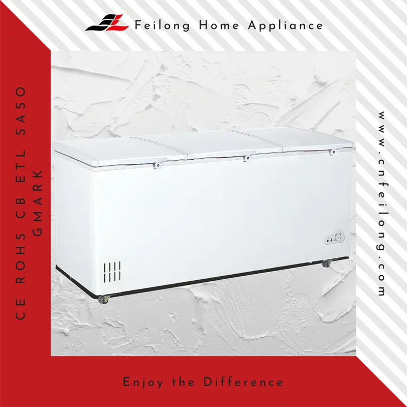 Gran comercial blanco de 3 puertas congelador de cofre BD-1588Q