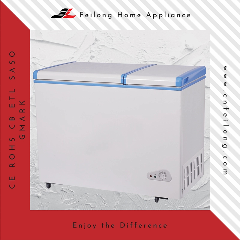 Comercial blanco 2 Top Door Cofrezer sobre ruedas KCD-185QC